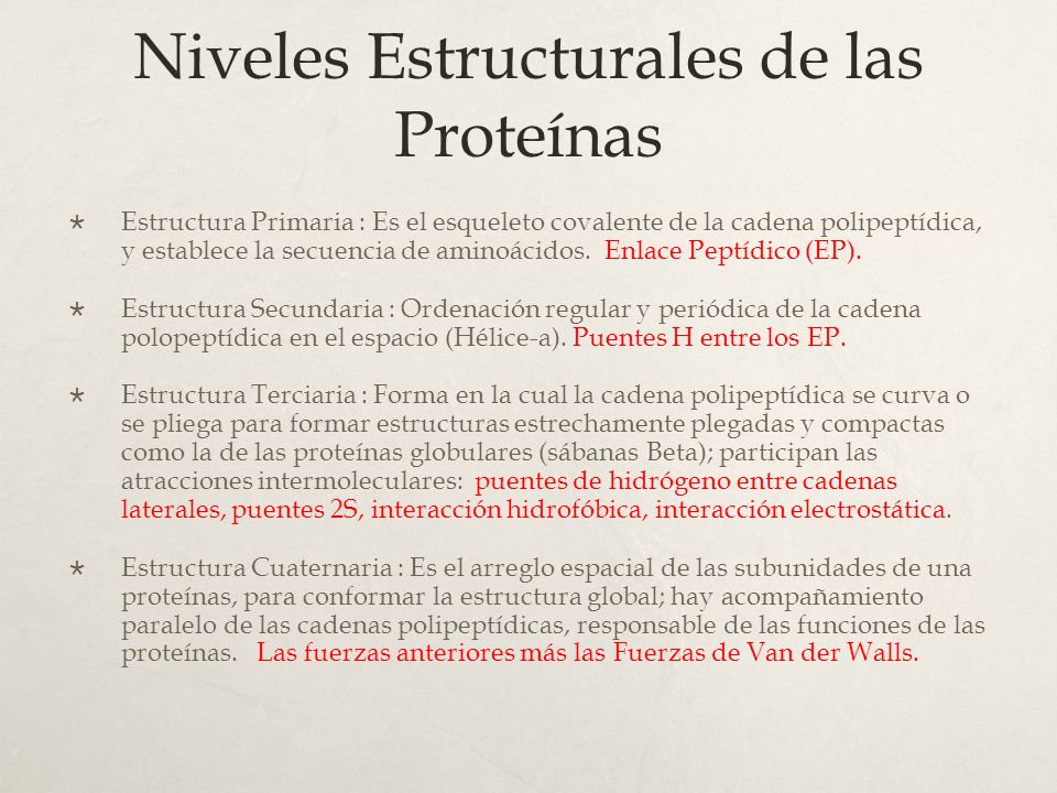 cuales son los niveles estructurales de las proteinas cuales son los niveles estructurales de las proteinas